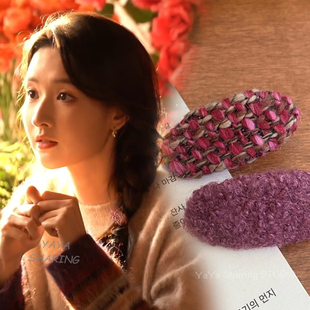 突然的喜欢林欢儿王玉雯同款发夹复古灰色蝴蝶结侧边夹BB夹头饰潮