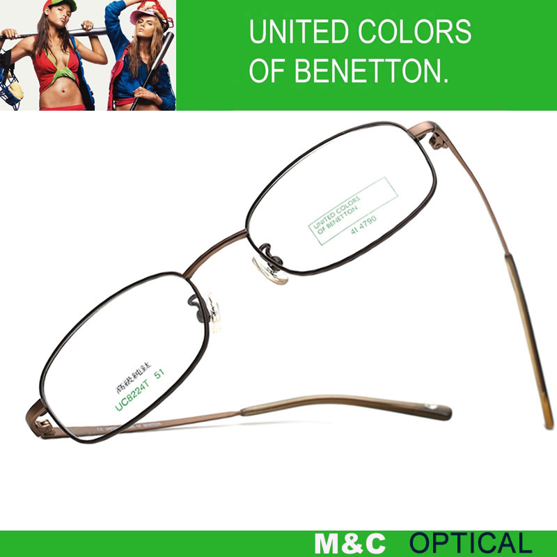 BENETTON贝纳通UC8224T时尚双色男女通用全框超轻纯钛近视眼镜架