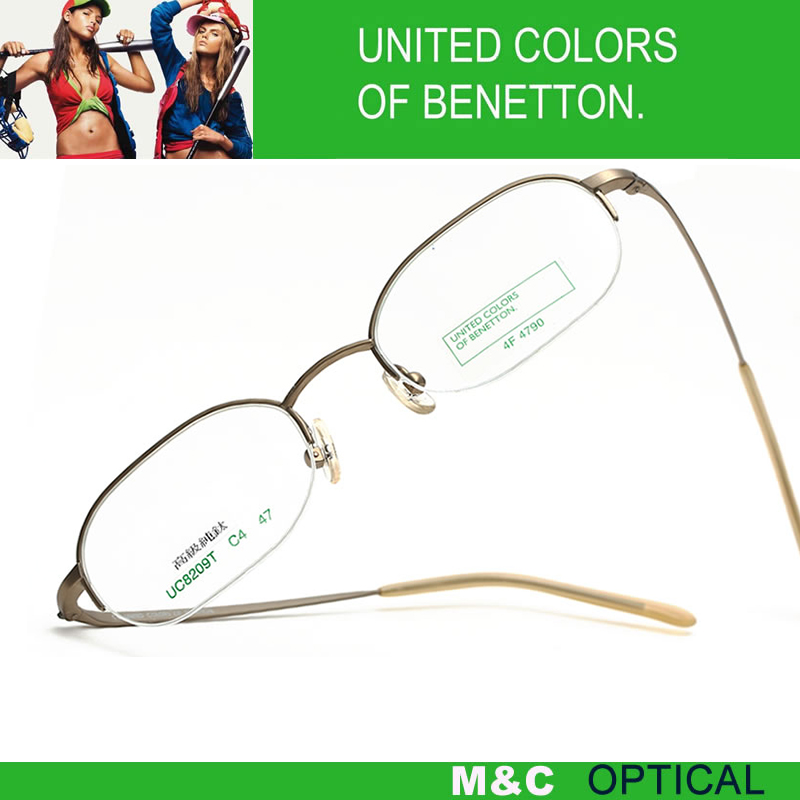 BENETTON贝纳通UC8209T商务小框男女通用半框纯钛超轻近视眼镜架