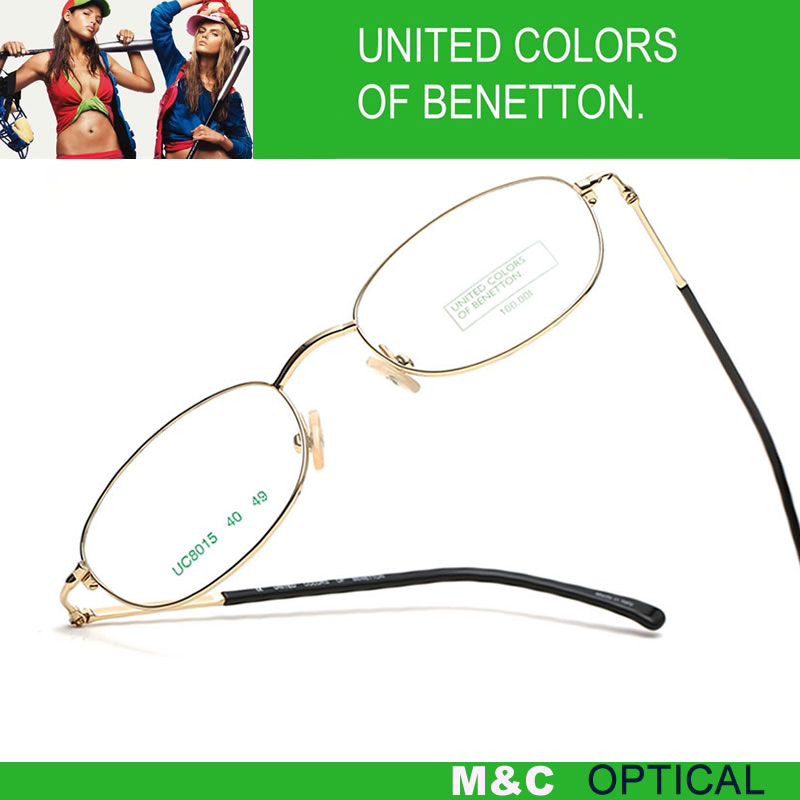 BENETTON贝纳通UC8015商务斯文椭圆形全框超轻金属近视眼镜架