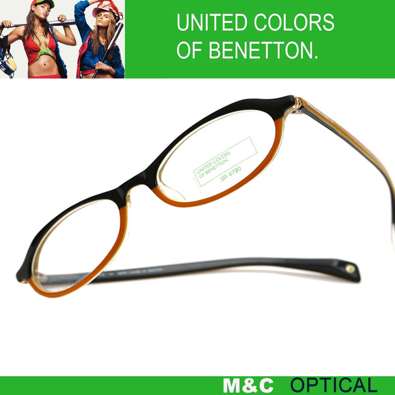 BENETTON贝纳通UCB882椭圆形全框休闲双色板材男女通用超轻眼镜架