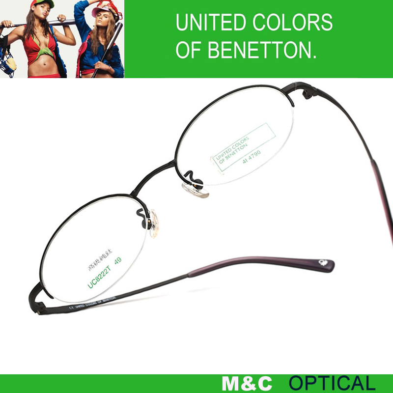 BENETTON贝纳通UC8222T商务圆框男女款半框纯钛轻便近视眼镜框架