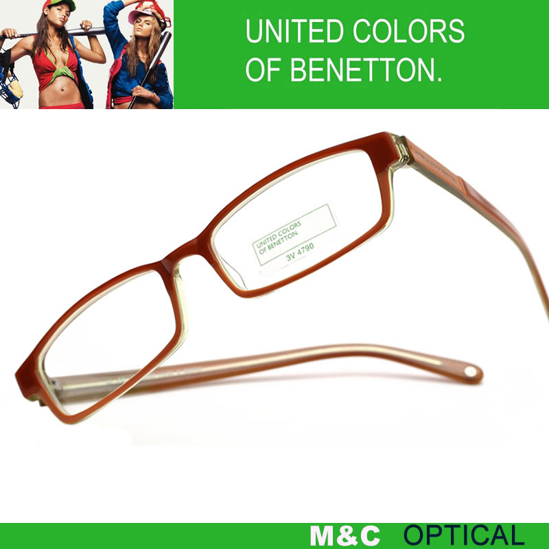 BENETTON贝纳通UCA02棕色时尚休闲超轻板材方形全框近视眼镜架