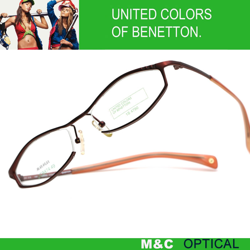 BENETTON贝纳通UCB874时尚菱形内侧半框轻盈纯钛女款近视眼镜架