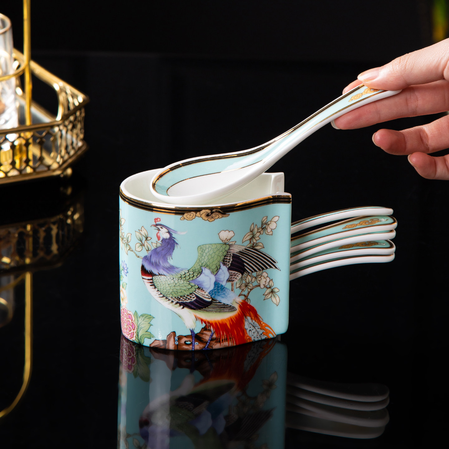 骨瓷勺叉架小勺子收纳架汤勺架家用勺笼高颜值勺子筒存放架收纳盒,餐饮具,餐具笼/架,淘宝优惠券,粉丝福利购,淘宝优惠卷