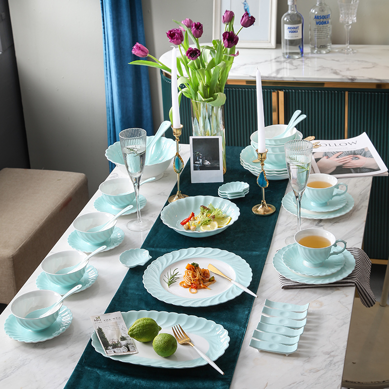 欧式简约色釉餐具套装陶瓷