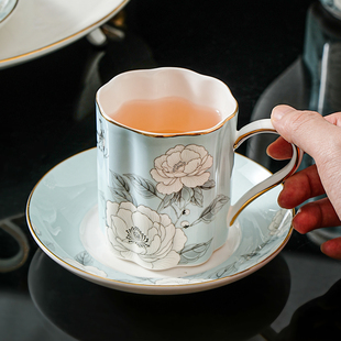 复古风咖啡杯子高档精致轻奢高颜值骨瓷下午茶茶具杯碟设计感小众