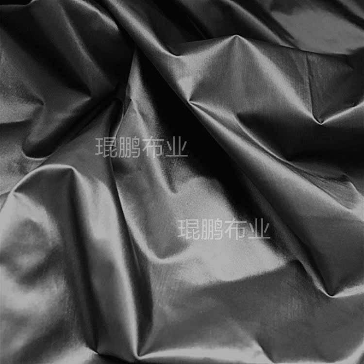 轻薄服装面料羽绒服纯色面料金属色400T尼丝纺防水银色超薄超轻