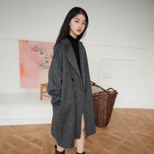 大暖自制亲子款骆驼毛双面羊绒外套秋冬新款女童男童装羊毛呢大衣