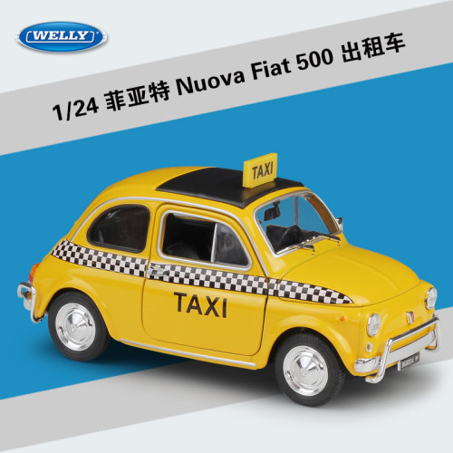 WELLY威利1：24菲亚特Nuova Fiat 500出租车仿真合金汽车模型玩具