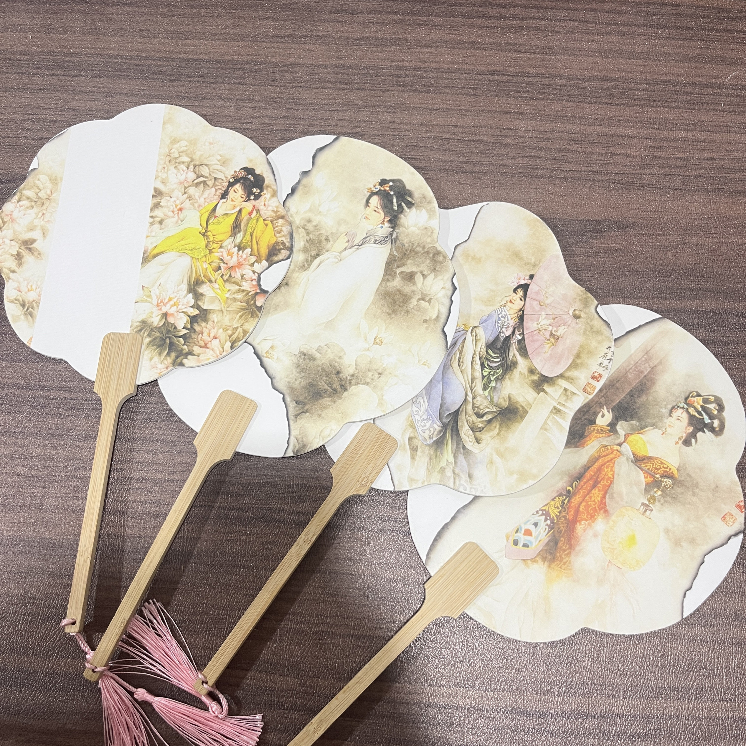 【金陵十二钗】新款文创空白团扇半生熟带图案到手12把