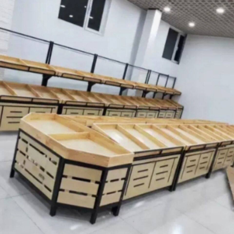 超市水果货架展示架多功能蔬菜货架多层水果架子二手中岛柜木质架