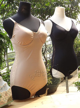05外贸欧美单可插胸垫插片连体衣 女薄秋冬打底连体塑身衣 超大码