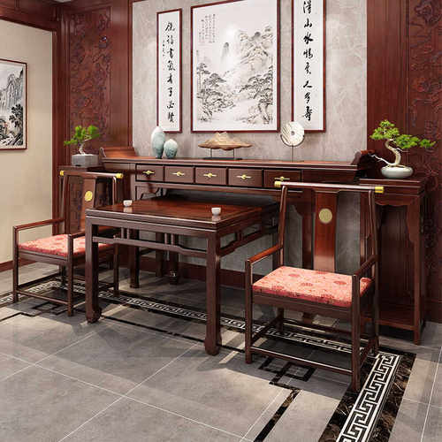 新中式乌金木中堂条案八仙桌神台