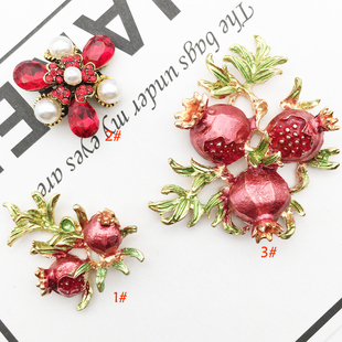 新款花朵玫瑰花合金配件 花蕾diy发饰材料新娘头饰石榴花饰品配件