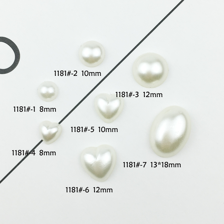 圆形/桃心/椭圆半面ABS仿珍珠手工DIY发饰材料手机壳贴钻饰品配件