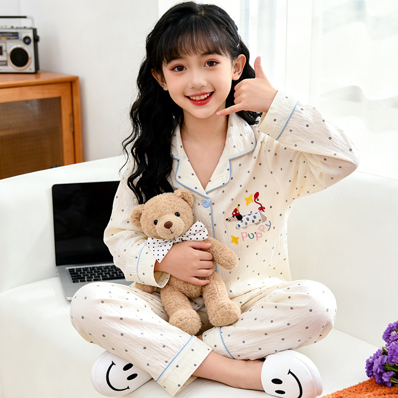 女童睡衣云朵棉长袖裤卡通可爱春夏季翻领腊肠狗中大童家居服套装,童装/婴儿装/亲子装,家居服套装,淘宝优惠券,粉丝福利购,淘宝优惠卷