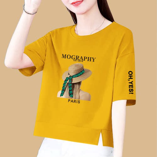半袖韩版常规印花精梳棉女士