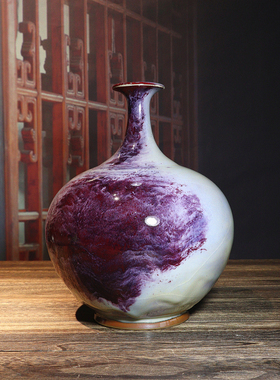 禹州神垕孔家钧窑商务礼品天球瓶