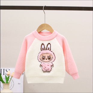 女童毛衣2025秋冬新款加绒加厚儿童卡布布中小童小女孩针织打底衫