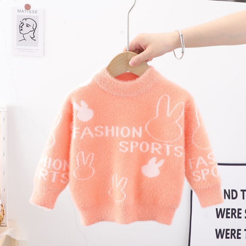儿童水貂绒针织毛衣洋气女童线衣