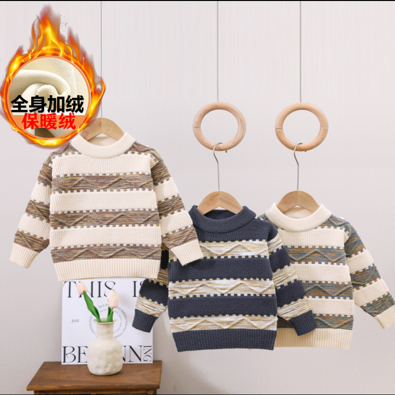 男童冬装加厚毛衣套头洋气秋冬2025新款宝宝冬季针织衫儿童衣服潮
