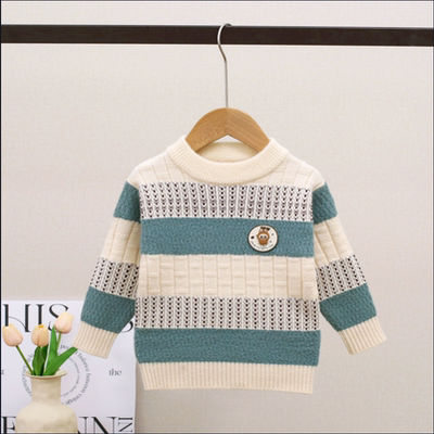 男童水貂绒毛衣加绒秋冬款2025新款儿童打底衫加厚洋气大童毛线衣