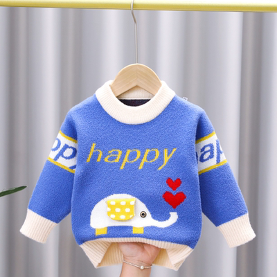 男童水貂绒毛衣2025爆款秋冬中小童加厚针织毛衣男孩冬装套头线衣
