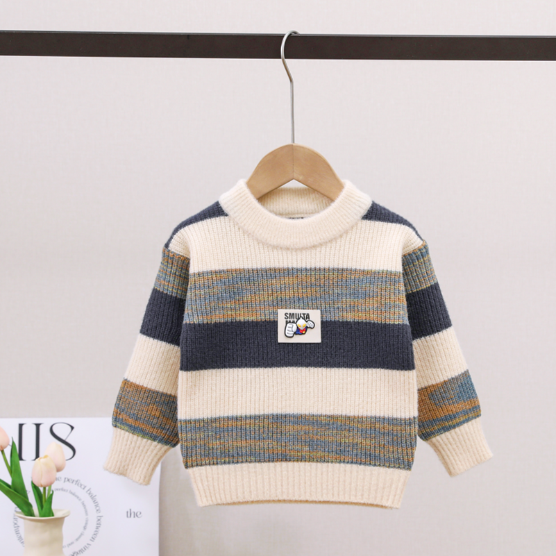 男宝宝毛衣冬装2025男孩韩国绒针织衫秋冬男童打底衫套头儿童上衣