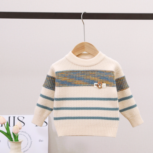 男童宝宝韩国绒毛衣套头加绒加厚小童婴儿2025冬季儿童针织衫洋气