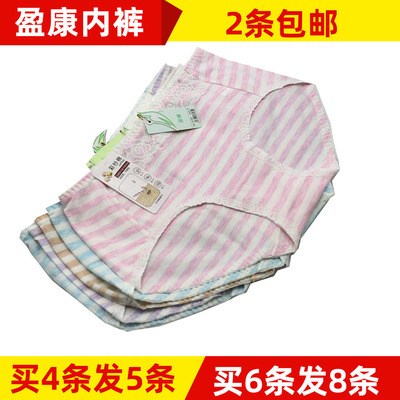 买4送1盈康女士彩纱小版条纹内裤
