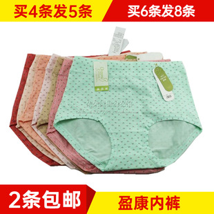 舒适弹力棉 盈康女士347中大版 内裤 纯棉女中高腰包臀三角裤 妈妈裤