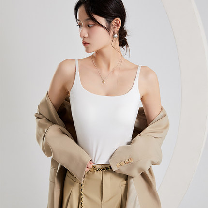 2024新款吊带背心女春夏带胸垫露脐内搭打底纯色美背内衣可外穿