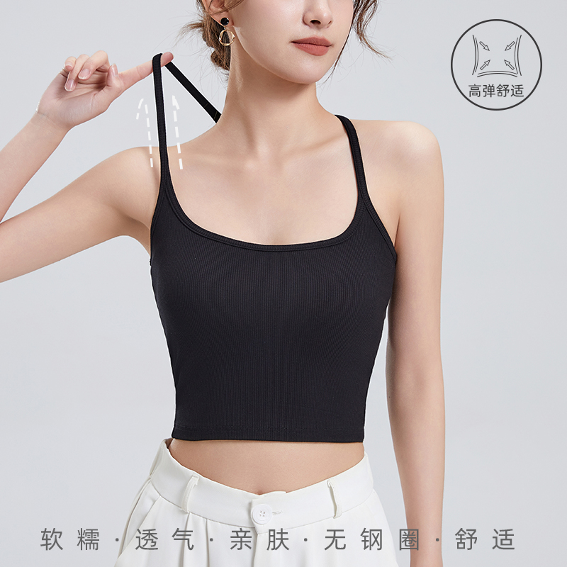 螺纹带胸垫一体细肩带工字吊带