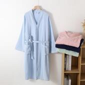 三层竹节棉厚纱布浴袍酒店浴衣吸水亲肤透气男女士家居服四季 可穿