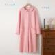 秋冬加厚新品 纽扣长袍家居服睡裙睡袍家居裙 空气层夹棉苹果领开衫