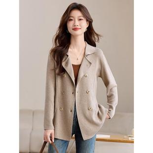 西装毛呢外套女款春秋2025新款今年流行爆款职业羊毛女士针织开衫