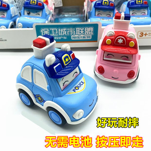 趣味按压式 儿童玩具车惯性宝宝卡通小汽车小男孩玩具车警察车救护