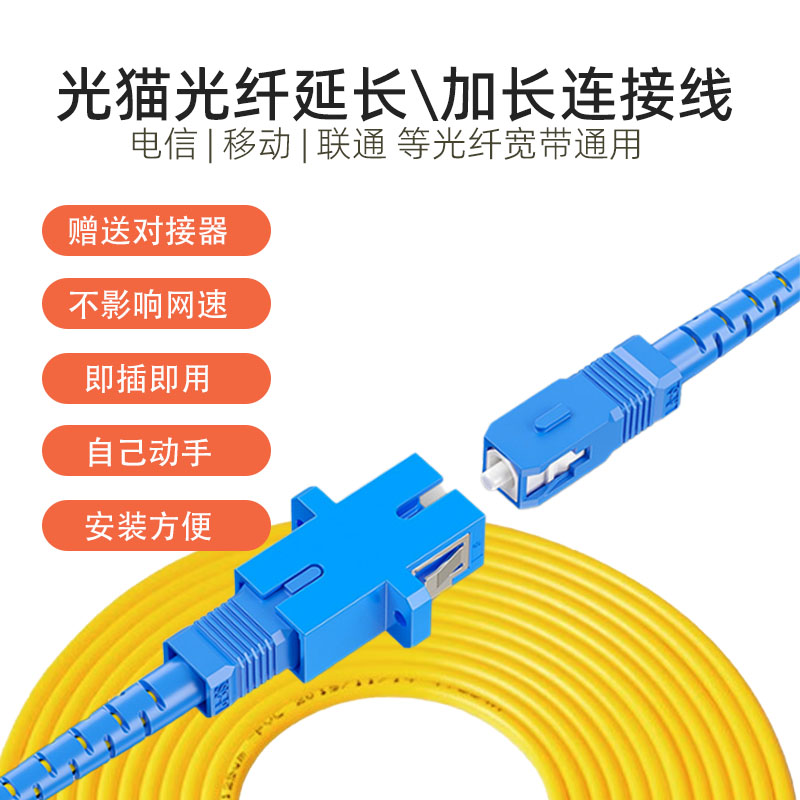 光猫连接线光纤延长线电信宽带移动联通广电光猫加长线光纤到户拉远接长用软光纤连接线大方头送对接头-封面