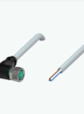V31-WM-2M-PVC母头接插件单端 M8 弯头 A 型，3 针，PVC 灰色缆线