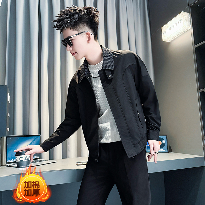 黑首JK147-P98-加棉108控138抖音店主风潮流夹克男士外套社会小伙，男装夹克，星座309A