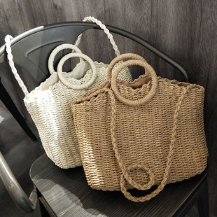 2025新款网红手提单肩斜挎草编包 草绳编织包 草包 简洁百搭女包