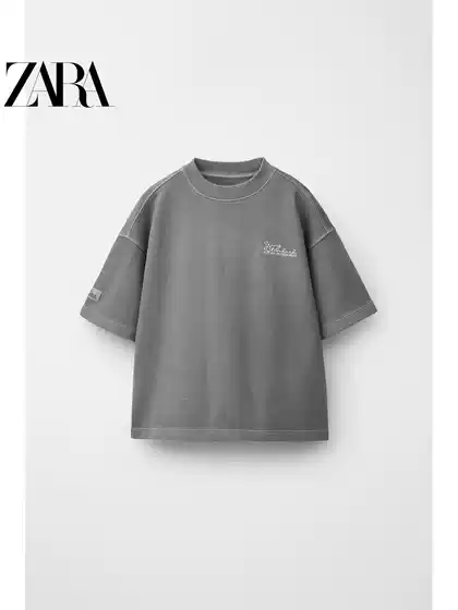 ZARA 2026 Spring/Summer New Arrival Boys' Dip-Dyed Crew Neck Short-Sleeve T-Shirt 3854833 802