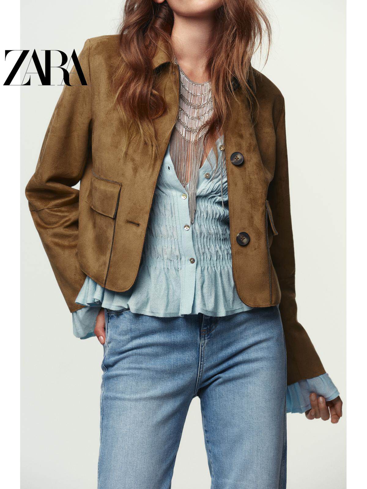 Осенние новинки ZARA2025, женская короткая куртка с эффектом защиты от замши, жакет 4968224 704 Изображение 1
