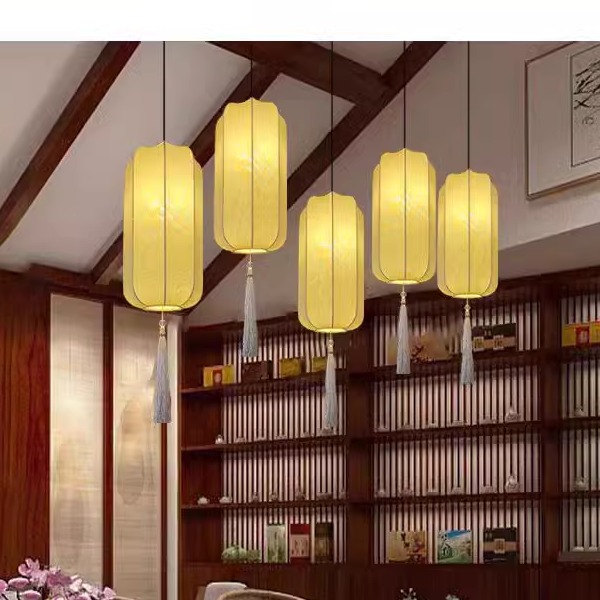 灯笼吊灯新中式布艺餐饮火锅店玄关吧台中国风灯具定制过道小吊灯
