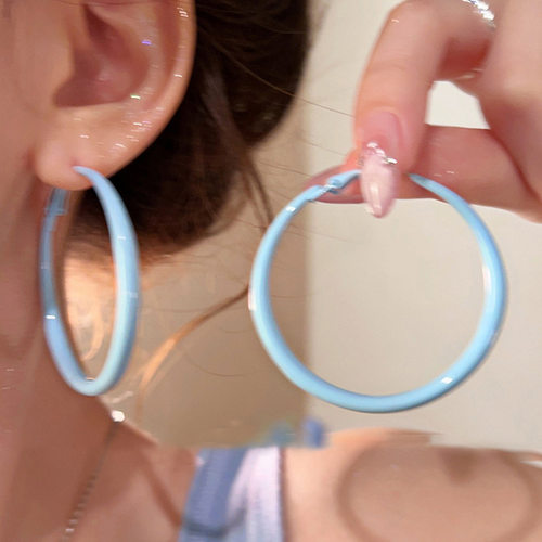 S925银针多巴胺早春圆形耳圈女个性时尚设计耳环女气质高级感耳饰