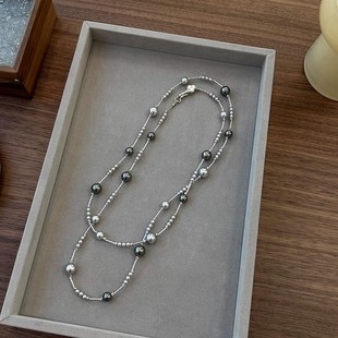 贝母如意扣一款多戴满天星施家珍珠长款项链女轻奢气质网红毛衣链