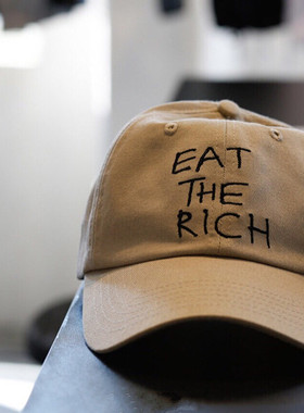 《OK!STYLE独家Dad Hat》EAT THE RICH 弯檐棒球帽！黑白三色入