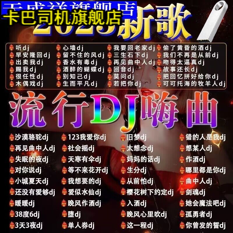 车载DJ音乐U盘网络抖音流行新歌曲无损高音质重低音工体快手优盘