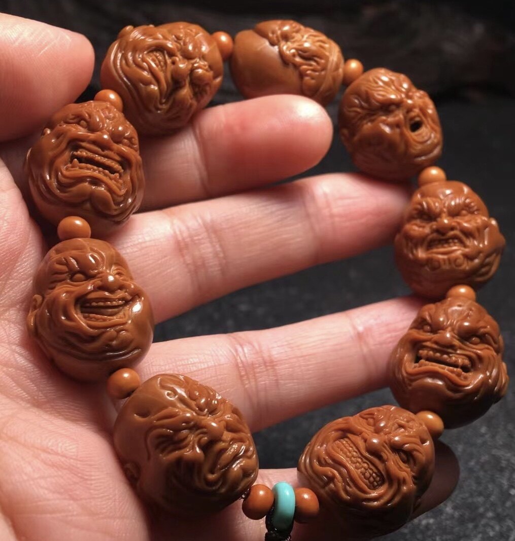 橄榄核恶僧手串手工核雕文玩手链个性小众饰品转运珠